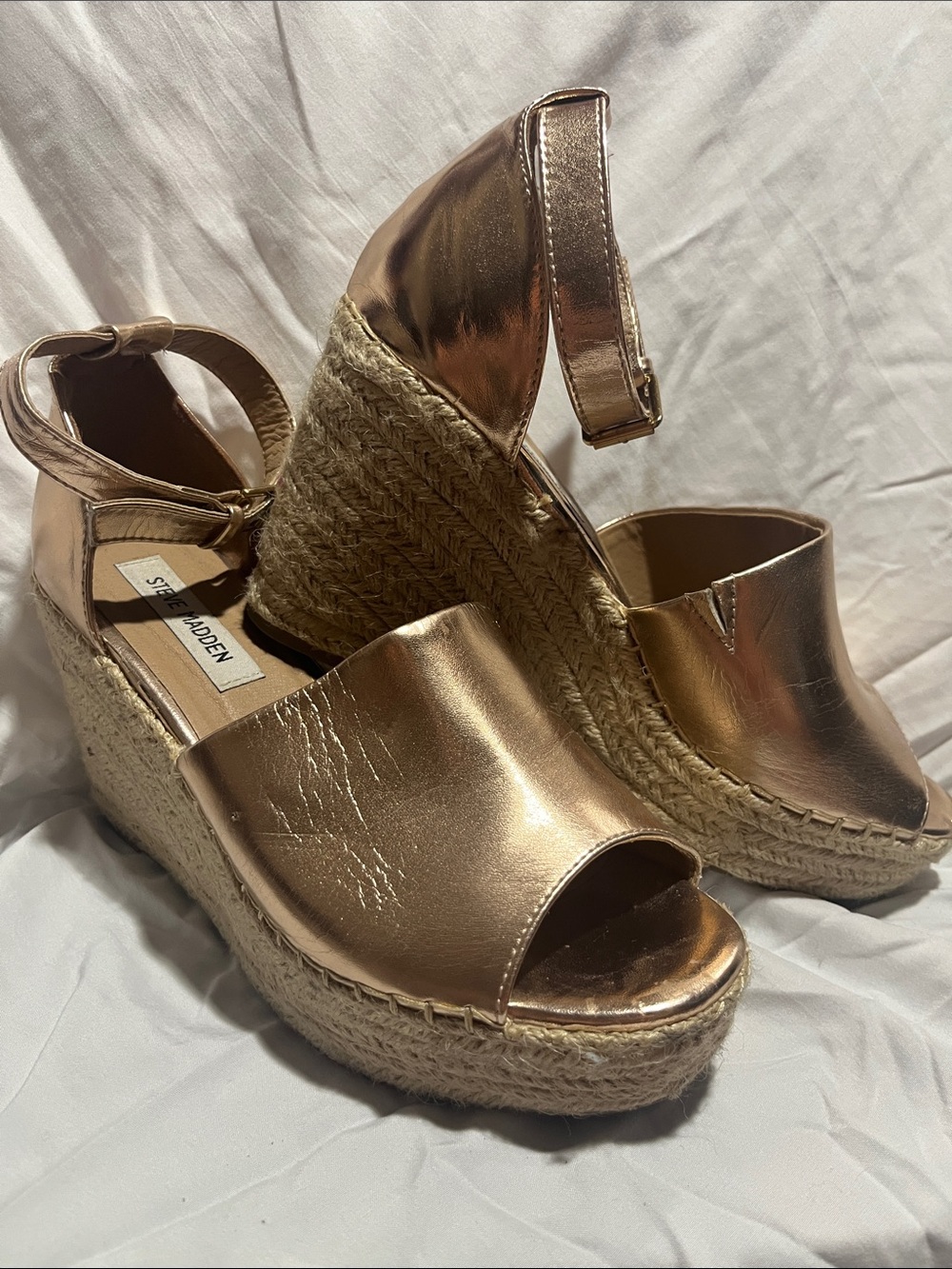 Steve Madden Rose Gold Espadrille Wedge Sandals